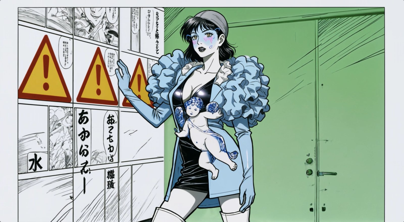 Blue Manga Reflections — manga memory, the Manga Machine transformation by Miss AL Simpson