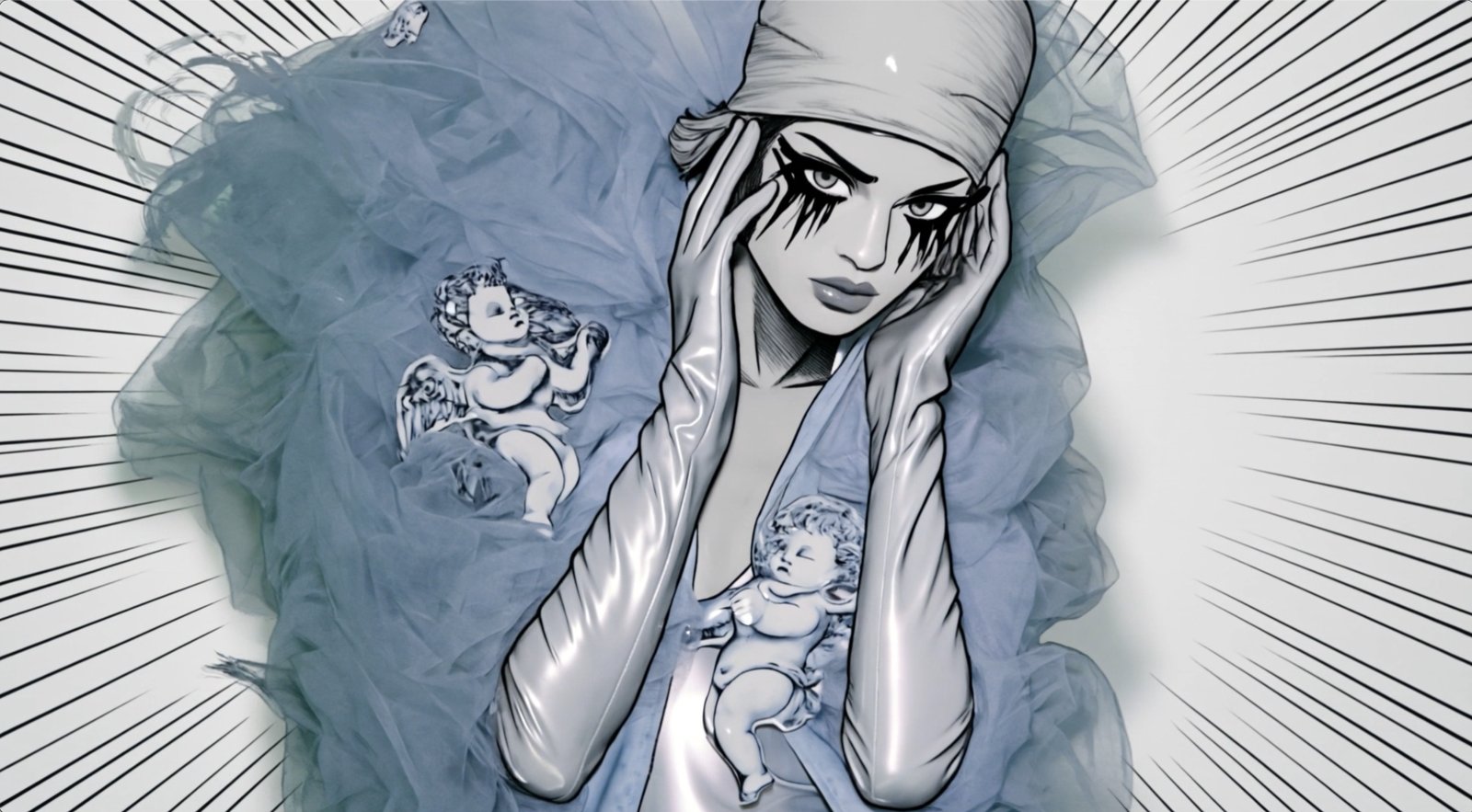 Blue Shiny Heart — manga memory, the Manga Machine transformation by Miss AL Simpson