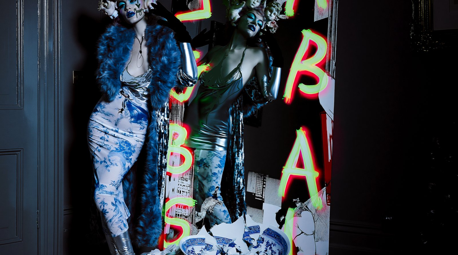 Blue Reflections — Porcelain Android by Miss AL Simpson, museum-quality giclée print on Hahnemühle Photo Rag