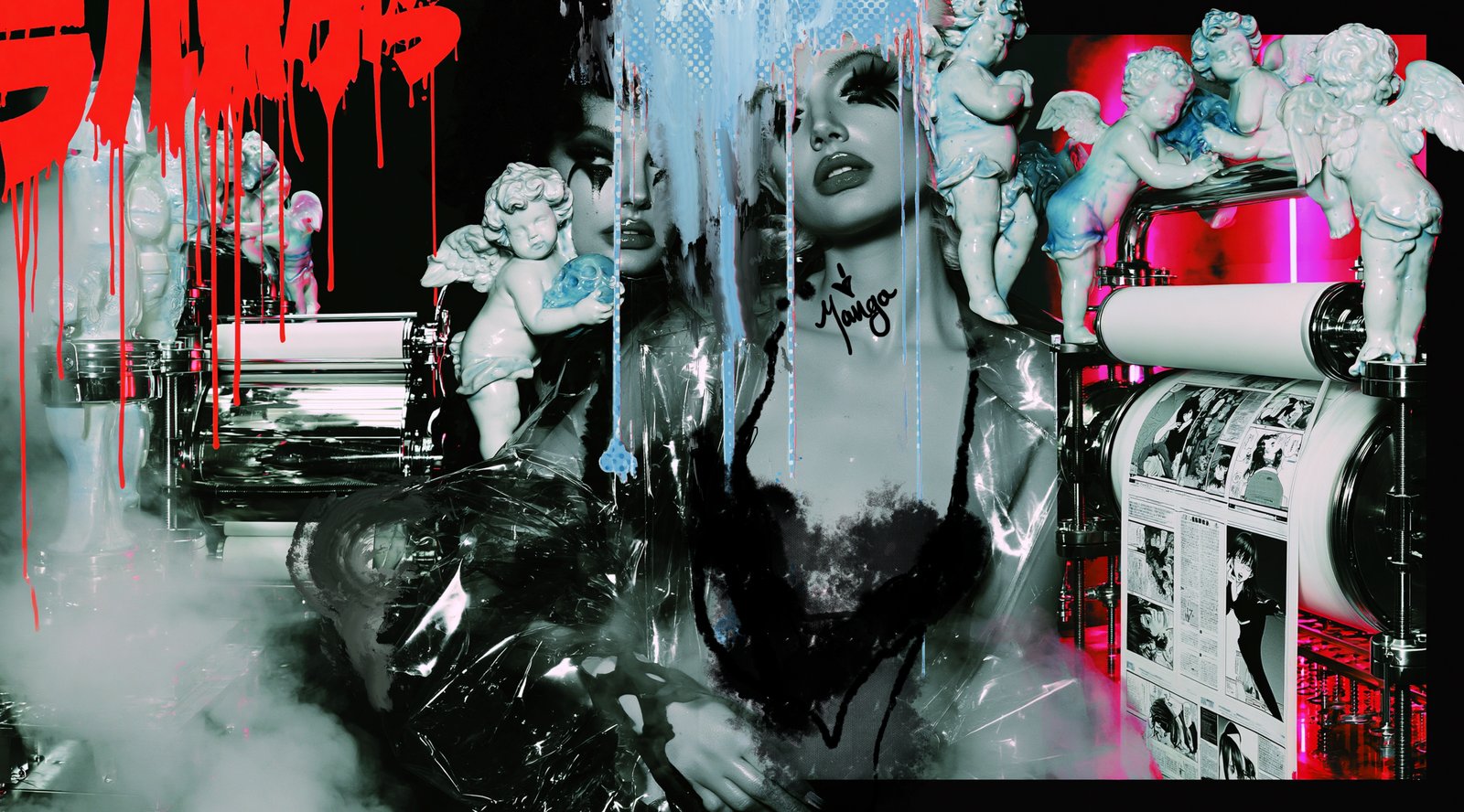 Manga Machine Beauties — Porcelain Android by Miss AL Simpson, museum-quality giclée print on Hahnemühle Photo Rag
