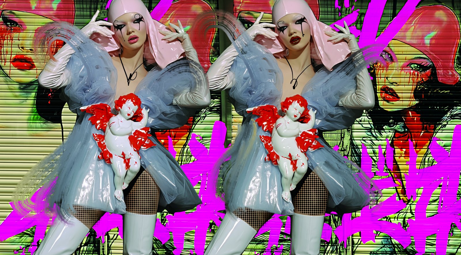 Manga Twins — Porcelain Android by Miss AL Simpson, museum-quality giclée print on Hahnemühle Photo Rag