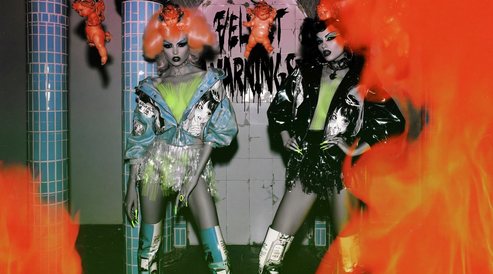 Neon Dancers — Porcelain Android by Miss AL Simpson, museum-quality giclée print on Hahnemühle Photo Rag