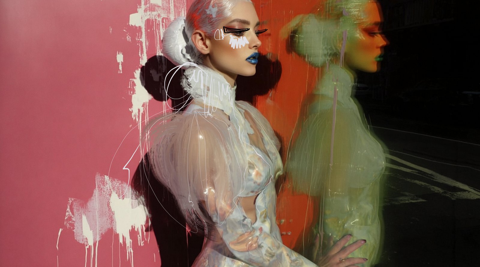 Pink Petal Bomber — Porcelain Android by Miss AL Simpson, museum-quality giclée print on Hahnemühle Photo Rag