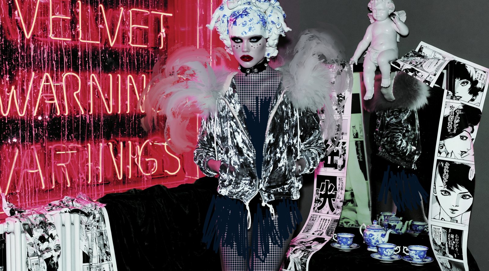 Punk Manga — Porcelain Android by Miss AL Simpson, museum-quality giclée print on Hahnemühle Photo Rag