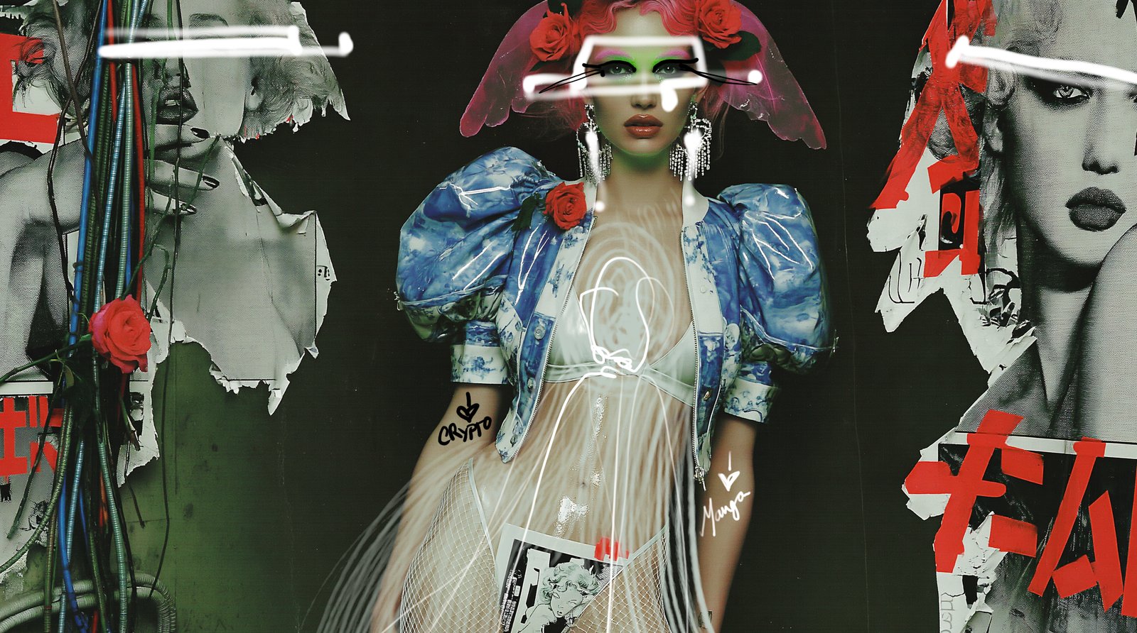 Queen Green Ghost Taxis — Porcelain Android by Miss AL Simpson, museum-quality giclée print on Hahnemühle Photo Rag